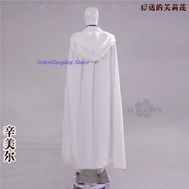 فريرين: ما وراء نهاية الرحلة تأثيري هيميل أنيمي زي أبيض طويل كيب أزرق موحد حزام الباروكات عيد الميلاد حفلة الهالوين كوس