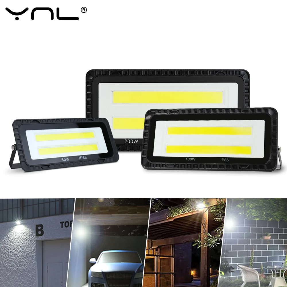 LED Flood Light 50W 100W 200W IP66 220V Outdoor Lighting COB Floodlight Spotlight Waterproof Outdoor Projector LED Garden Lamp