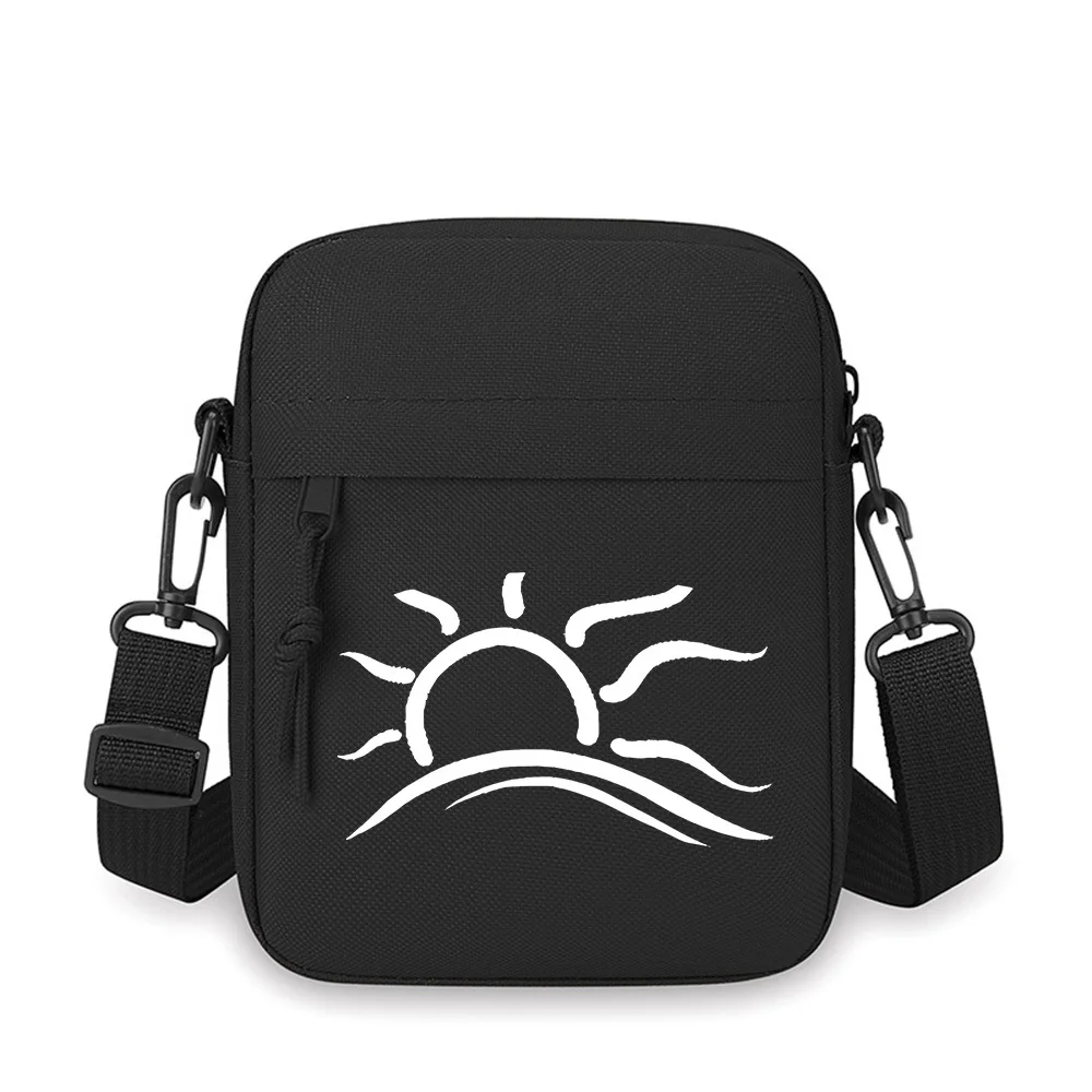 Sun over wavy water design Men Crossbody Bag Single Shoulder Women Cartoon Anime Film Printing Design Unisex