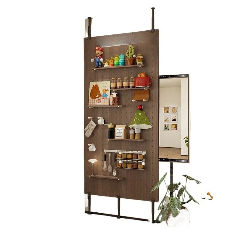 Hidden hole plate full-length mirror invisible non-punching storage wardrobe vertical