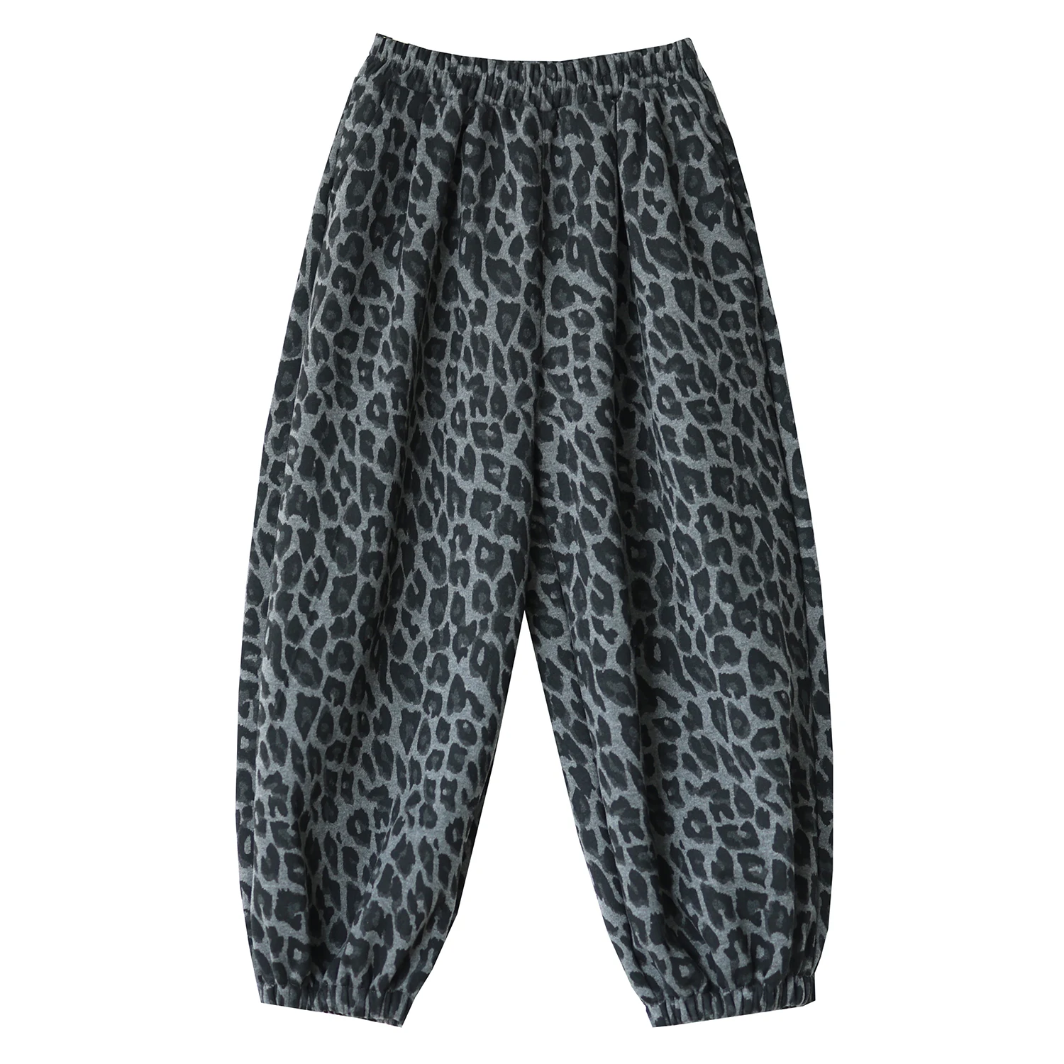 حجم كبير 300 Pou Sister النسخة الكورية ليوبارد طباعة فانوس السراويل النسائية الخريف الشتاء ثي الدافئة عالية الخصر واسعة الساق H...