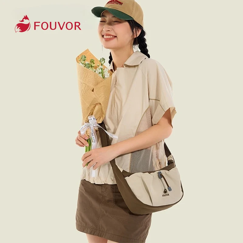 

Fouvor Women's Crossbody Bags Drawstring Hidden Pockets Color-blocking Dumpling Bags Youth Vitality Sports Shoulder Bag 3047-12