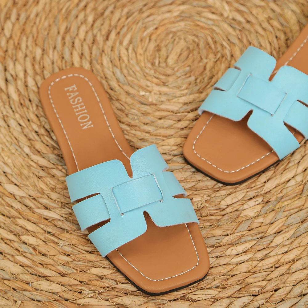 

Fashion Cutout Design Women's Flat Sandals Non-Slip Open Toe Slides Casual Summer Shoes for Daily and Vacation