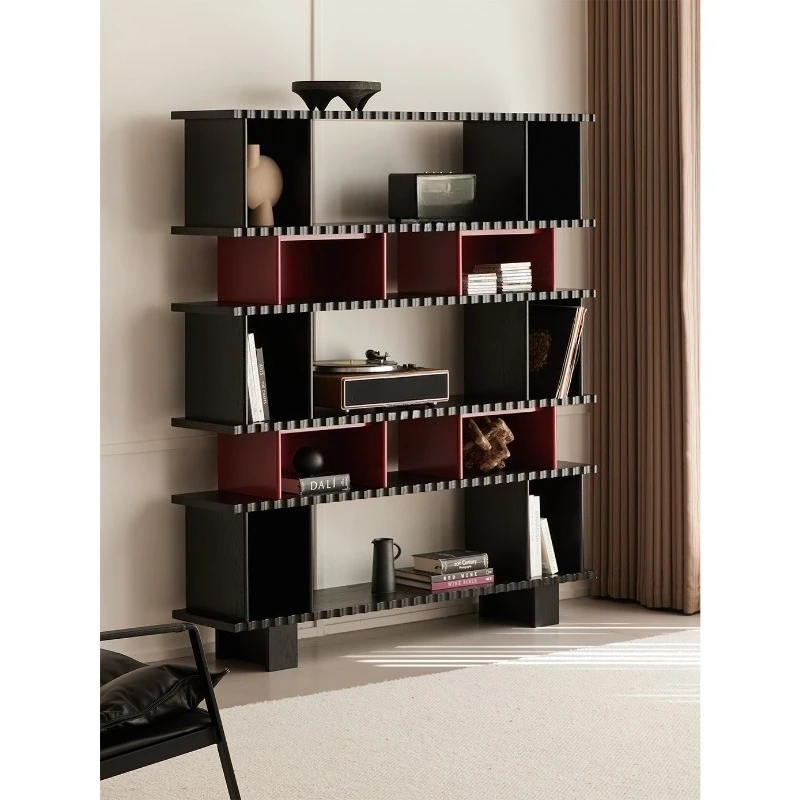 

Living room high-end atmosphere floor-to-ceiling shelves modern simple study integrated display cabinet against the wall