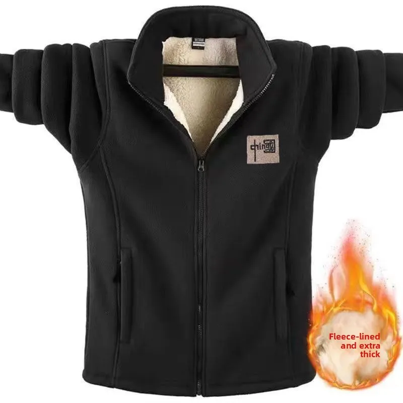 

Мужская повседневная куртка с вышивкой на флисовой подкладке, утепленная, свободного кроя, осенне-зимняя верхняя одежда, стильный дизайн