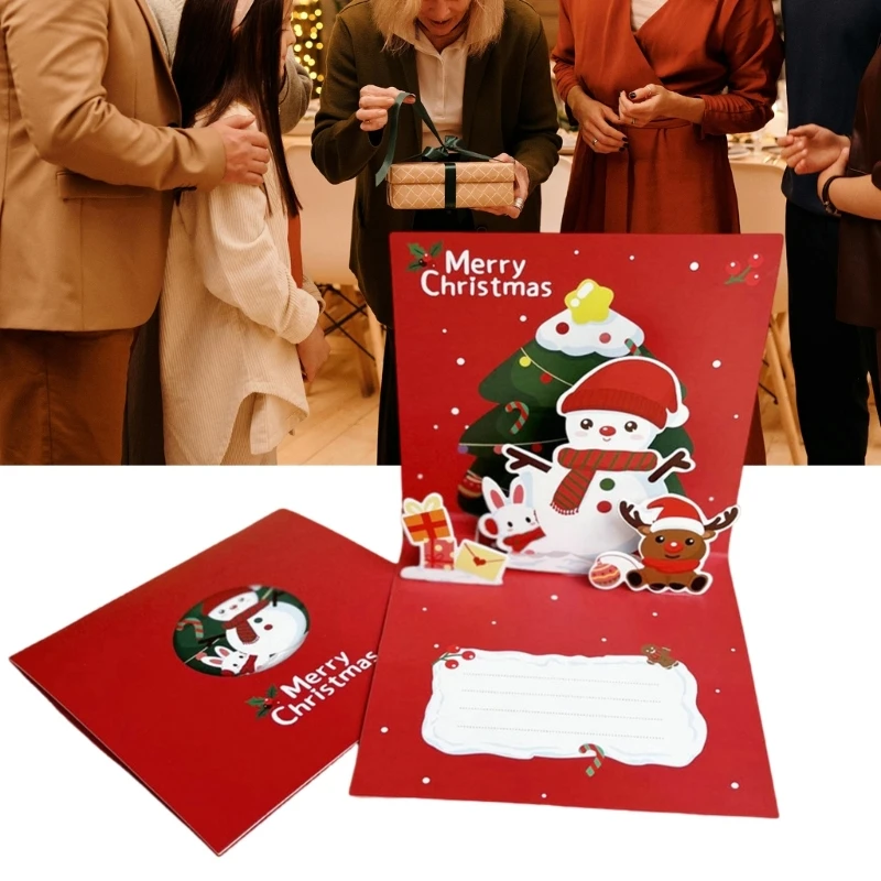 1PC Elegant Christmas Greeting Cards Collection Unique 3D Popup Christmas Greeting Paper Card Accessory for Friend and Family