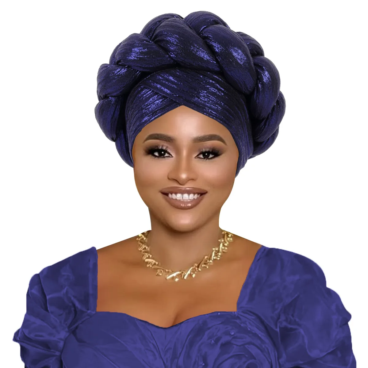 ربطة رأس أفريقية حجاب إسلامي قبعة المرأة الذهب احباط مطبوعة الجبين عبر جديلة قبعة رئيس التفاف موضة أغطية الرأس حفلة Turbante #3