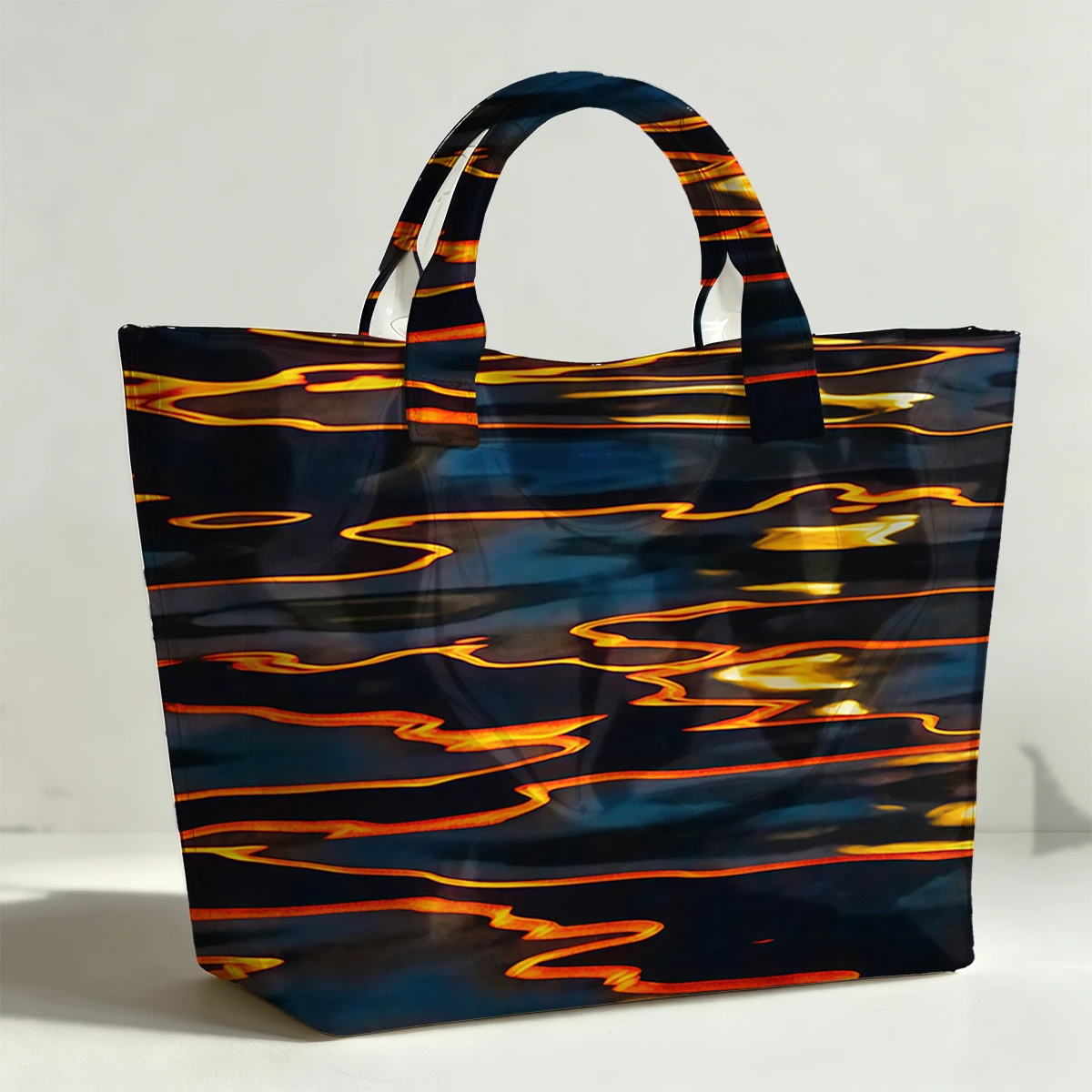 Sea level at evening PVC Tote Bag Waterproof Transparent Jelly Bag Beach Bag Tote Pouch Bow Handbags Storage Bag