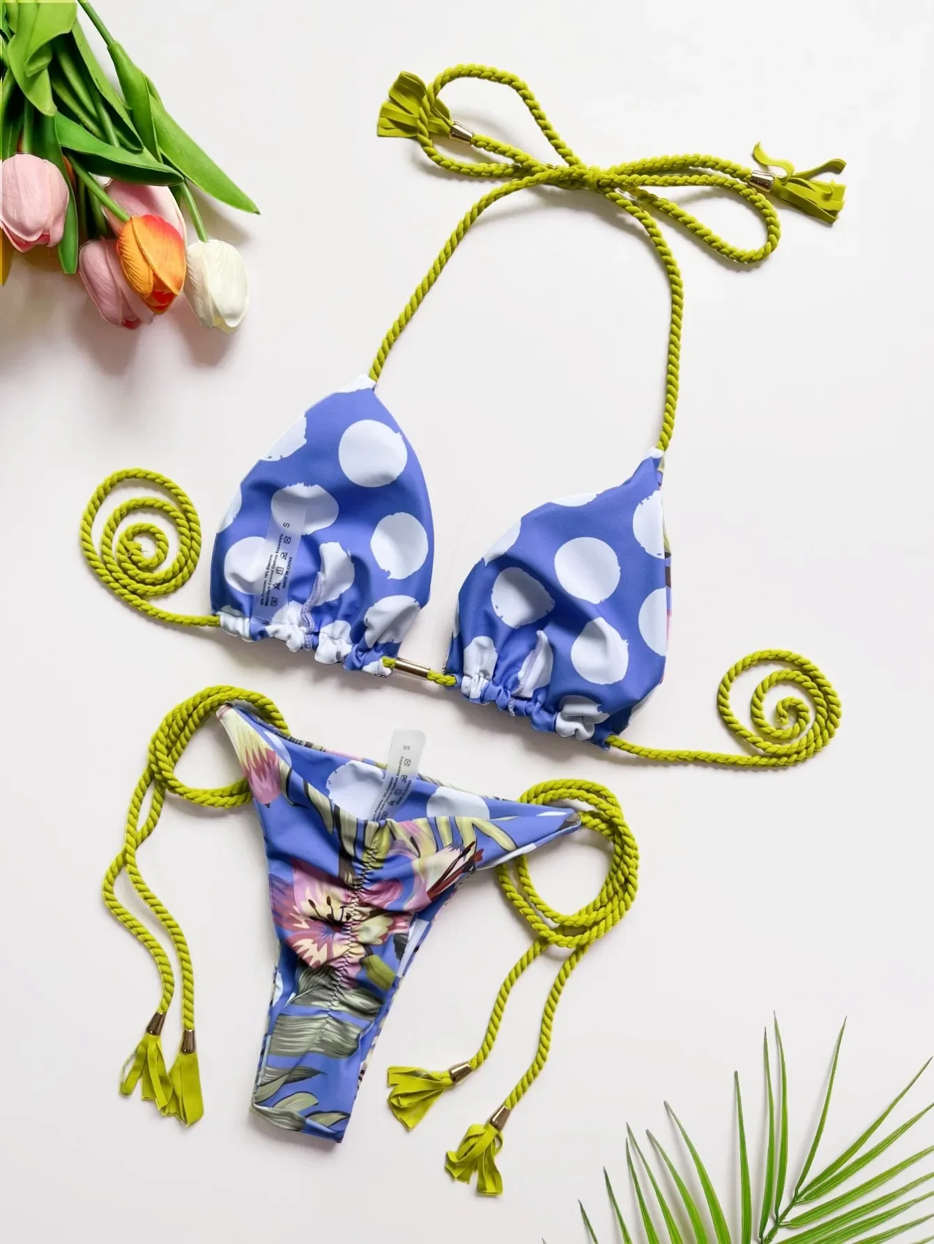 Ruotonsept novo sexy trança corda bandagem conjunto de biquíni feminino maiô de duas peças triângulo maiô biquinis brasileiros