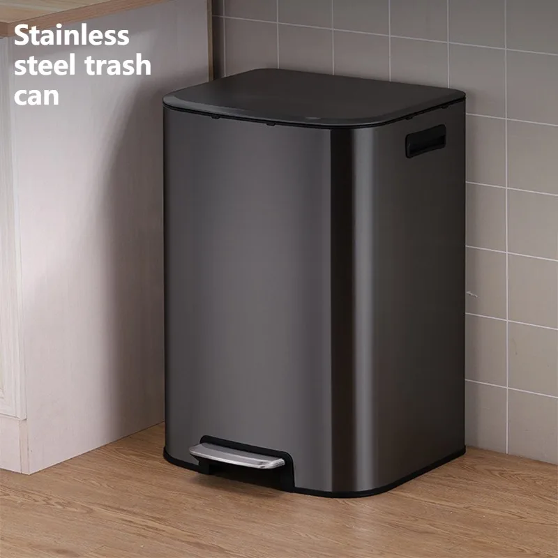 Stainless Steel Trash Can Silent Sealed Odor Proof Trash Can Waterproof Office Large Capacity 60L Modern Household Merchandises