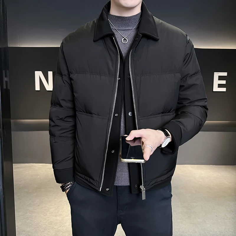 

Мужская зимняя куртка с 90% пуховым наполнителем, утепленная, с воротником-стойкой, из полиэстера, белая, стандартный крой, производство Китай