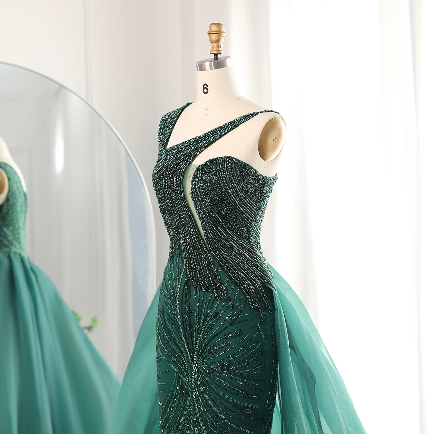 Sharon Said Luxury Emerald Green Evening Dress with Overskirt One Shoulder  Women Wedding Party Prom Formal Gown SS128 Customized - AliExpress 320