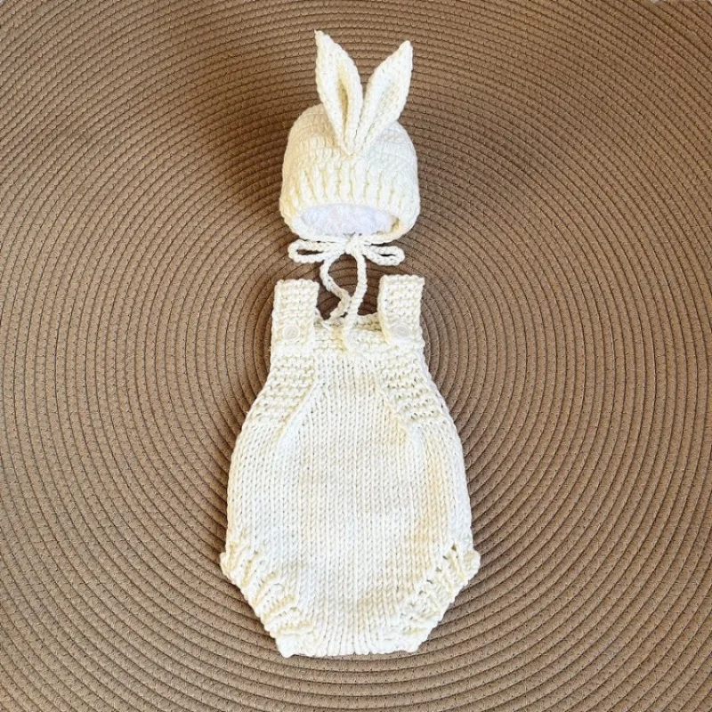 Newborn Full Moon Treasure Photography Clothing Studio Theme Rabbit Shaped Baby Handmade Clothes Newborn Photography Outfit