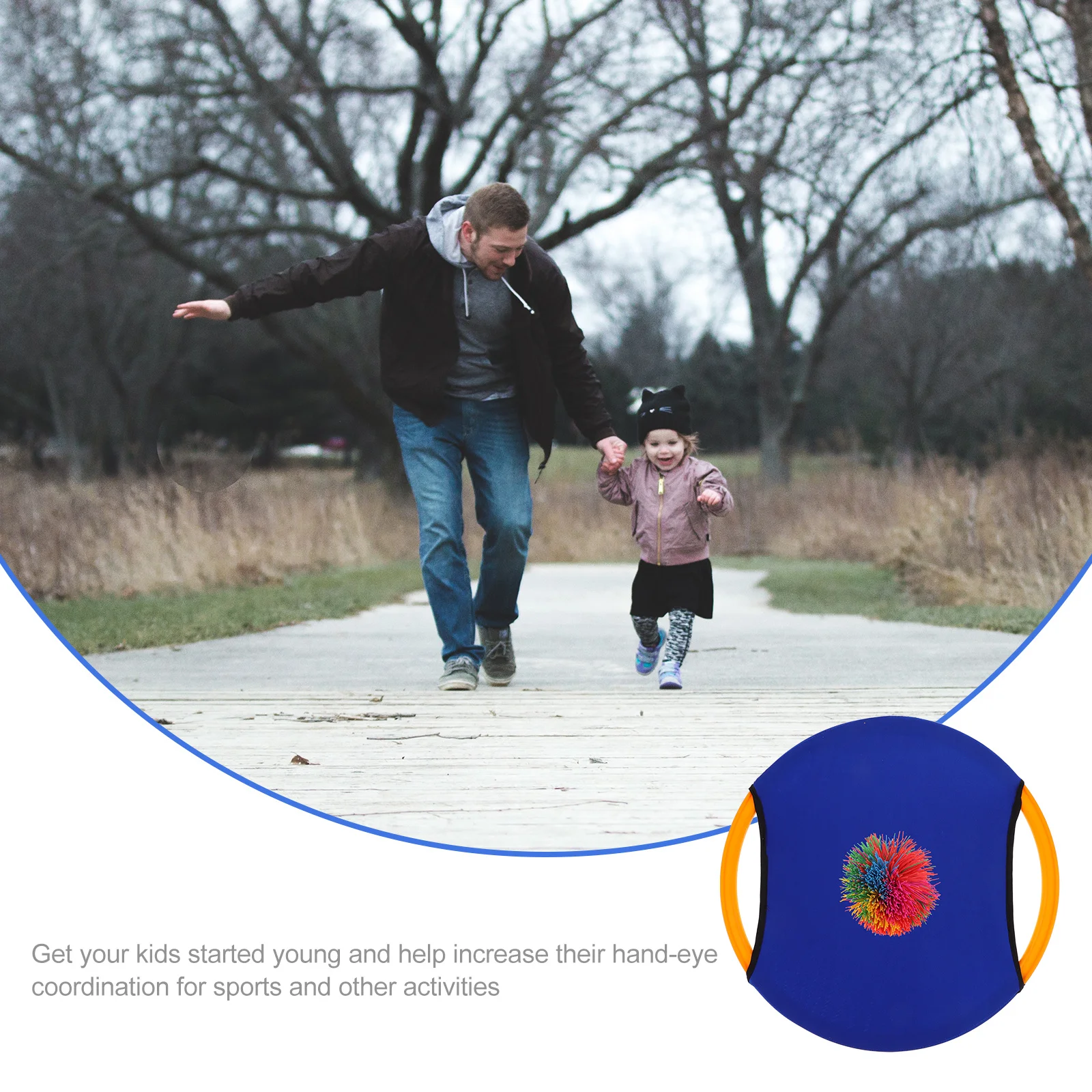 

1pc Trampoline Paddle Ball Set Orange Flying Dish Game For Kids Indoor Outdoor Play Toss Catch Activity Trampoline Ball Game