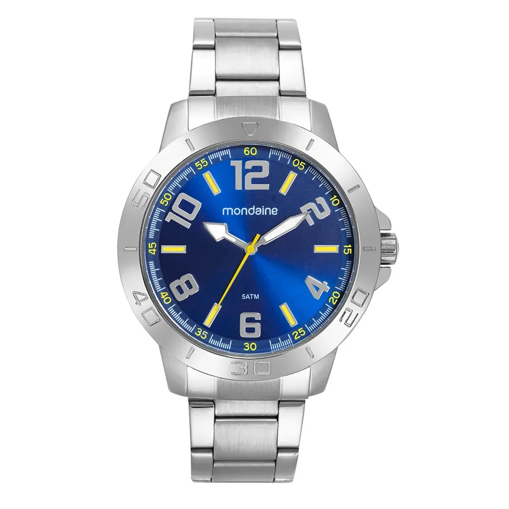 Relógio Mondaine Masculino Clássico Prata Azul 99696G0MVNE1