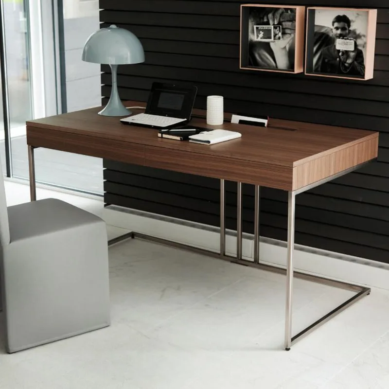 Walnut desk stainless steel desk piano paint laptop desk