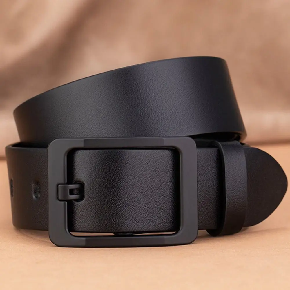 Man Retro Leather Belt Pin Casual Buckle Jeans Black Belt Business Casual Luxury Brand Vintage Strap Waistband