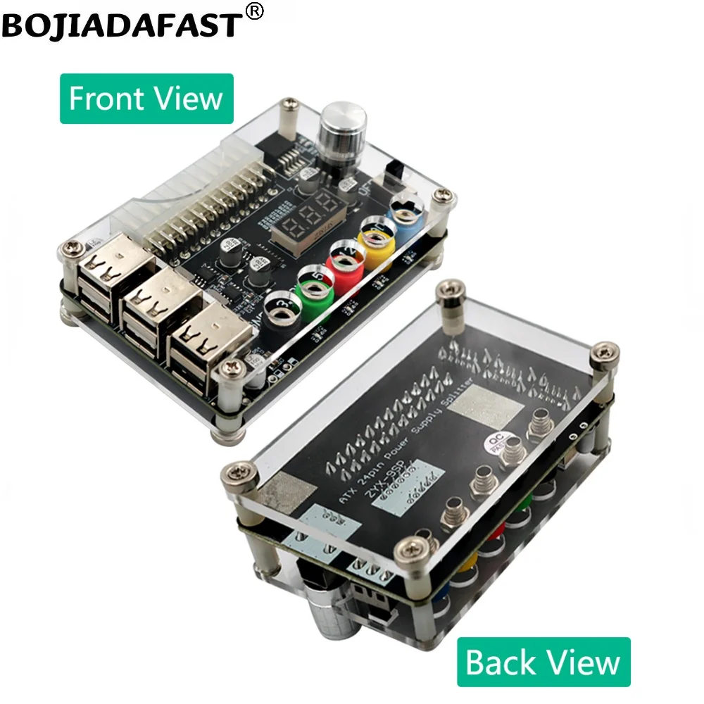 ATX-調整可能な電圧ノブ付きアダプタブレークアウトボード,usb 2.0コネクタ,24ピンから6 x,qc 3.0,3a出力をサポート