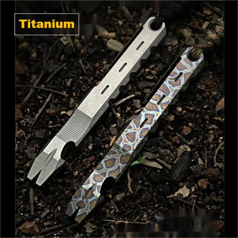 Queimar Titânio Liga Crowbar com Grampos Traseiros Abridor de Garrafas Multifunções Ferramentas Manuais Edc Camping ao ar Livre Extrator de Unhas com Paracor