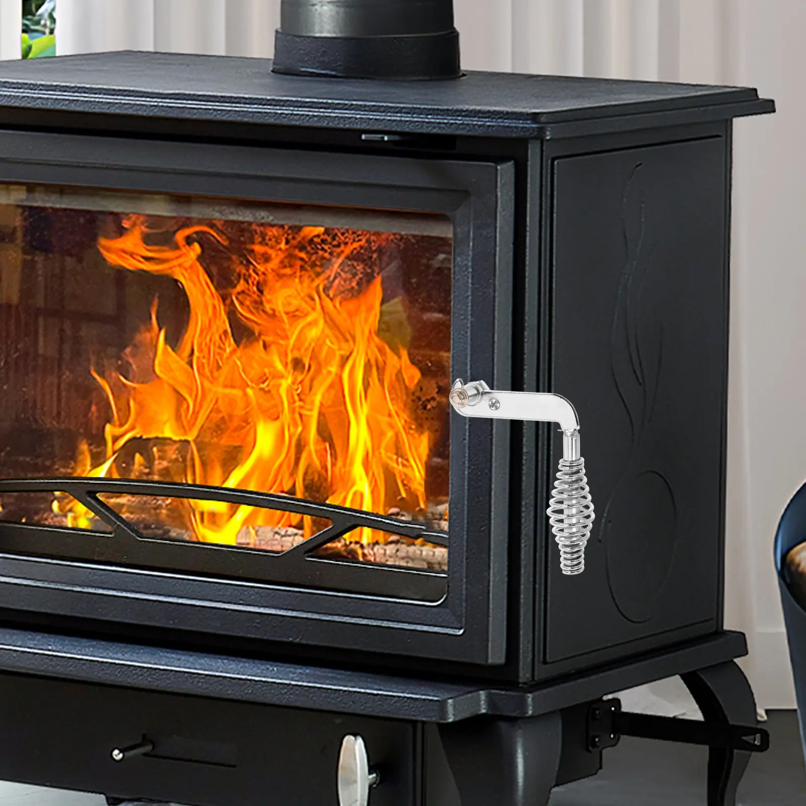 Heat-Resistant Fireplace Door Handle Replacement for Wood Pellet Stoves, Stove & Boiler Accessories