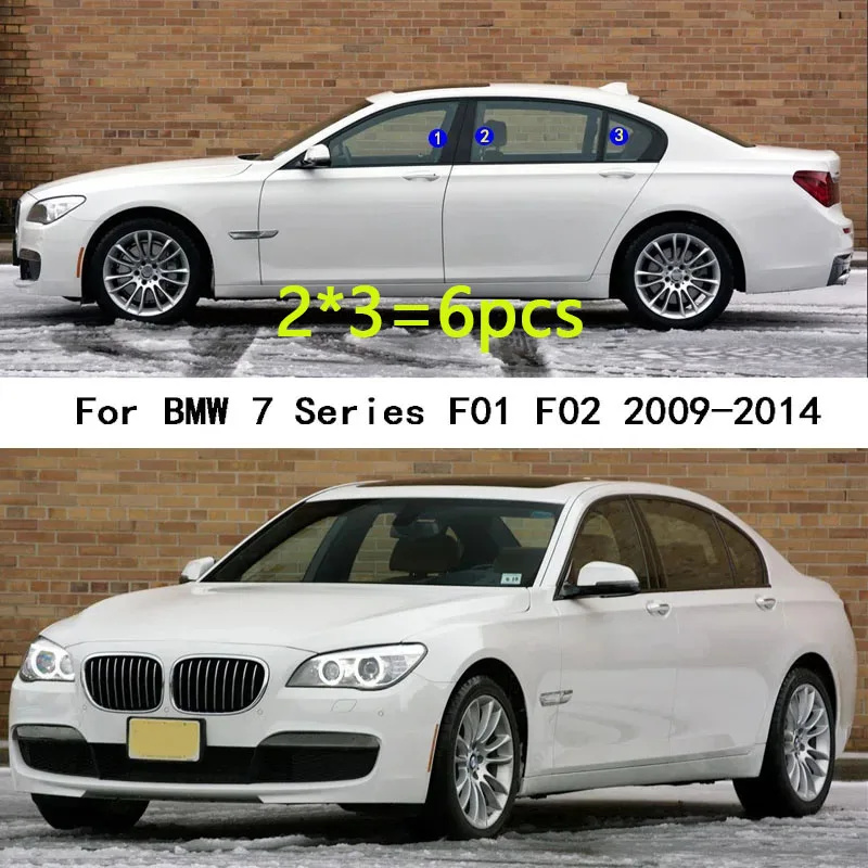 Car PC Material Pillar Post Cover Door Trim Window Molding Sticker Plate Accessories Decor For BMW 7 Series F01 F02 2009-2014