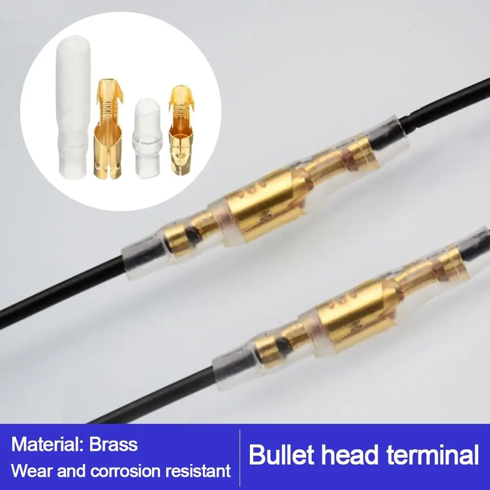 50Sets 0.35mm Gold Brass Wire Connector And Insulating Sleeves Female and Male Bullet Terminals Connector