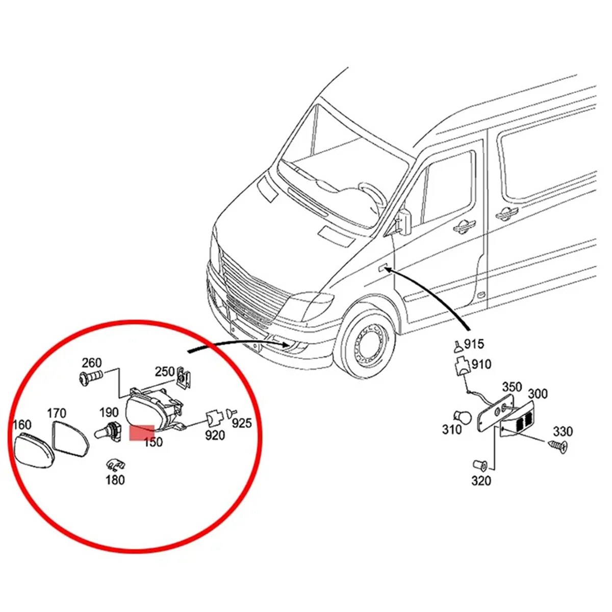 Front Fog Light Illumination Lamp Anti-Fog Lamp Car for Mercedes-Benz Sprinter Dodge Sprinter 906 Van 2500 3500 07-13