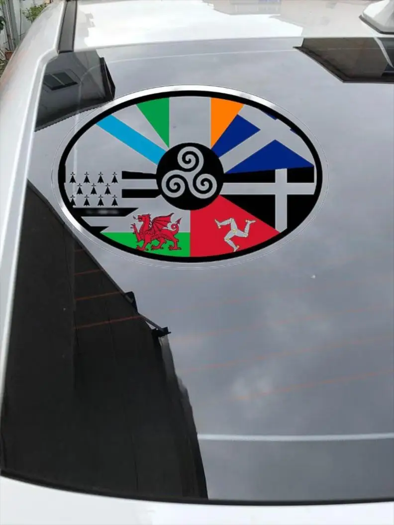 Sticker oval flag vinyl country code irish celtic nations Window Truck Camper Guitar Car Body Refrigerator Wall