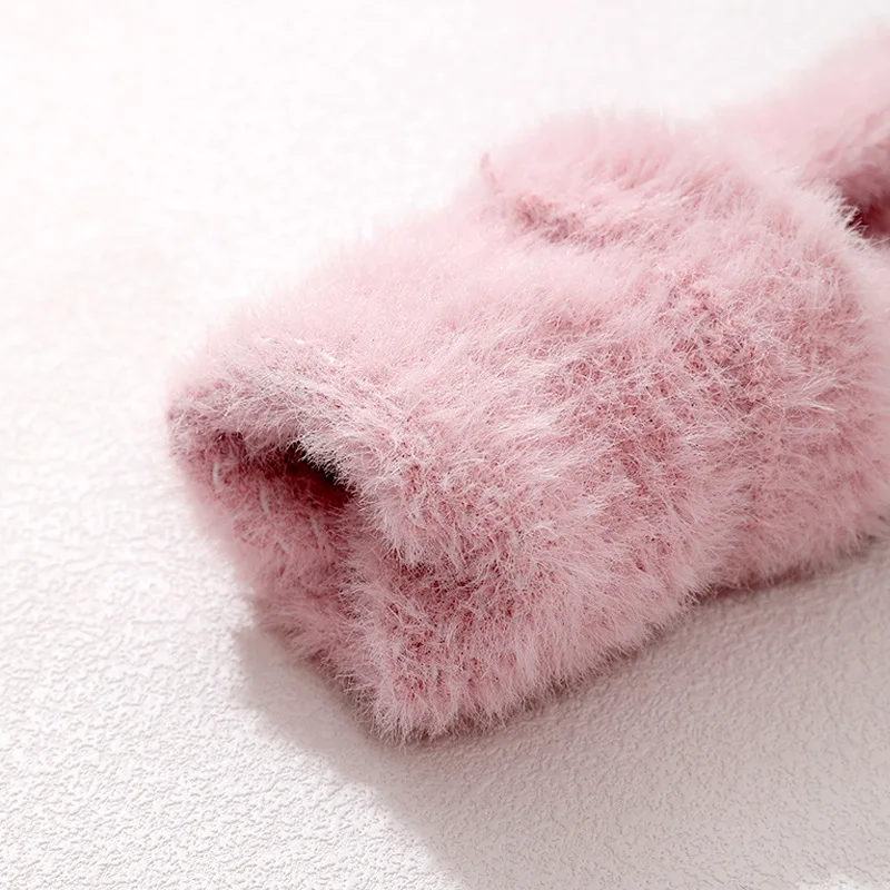 Versatile Plush Warm Gloves Winter Cycling Five Finger Thickened Touch Screen Pointer Knitted Gloves