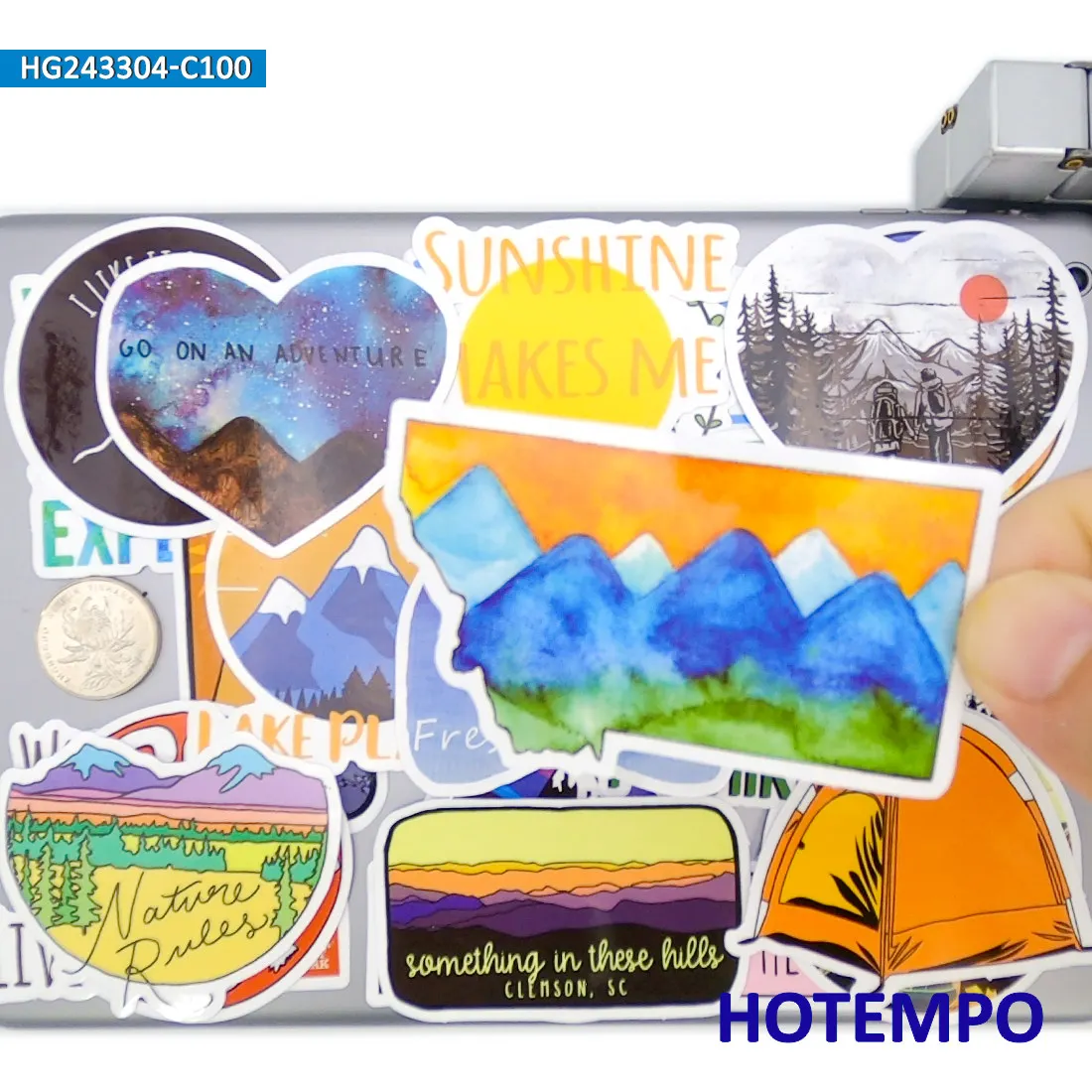 100 sztuk, Naklejki na zewnętrzną przygodę, Piesze wycieczki, wspinaczka, biwakowanie, styl podróżowania, do laptopa samochodowego telefonu motocyklowego, Zabawny pakiet naklejek