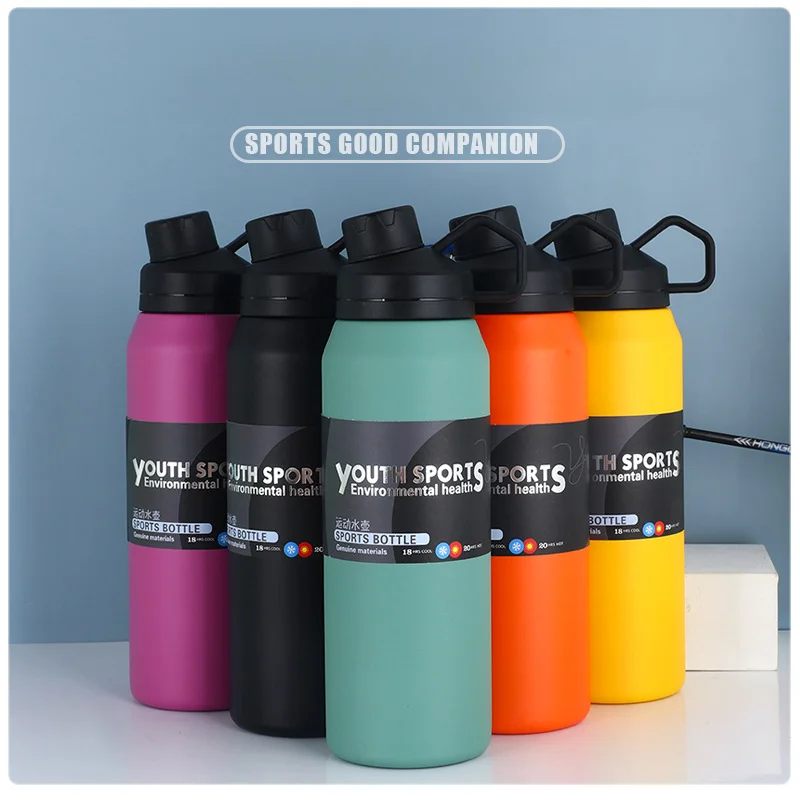 

1000ml Large Capacity Outdoor Sports Kettle Stainless Steel Thermos Insulation Cup Colorful Portable Water Bottles with Handle