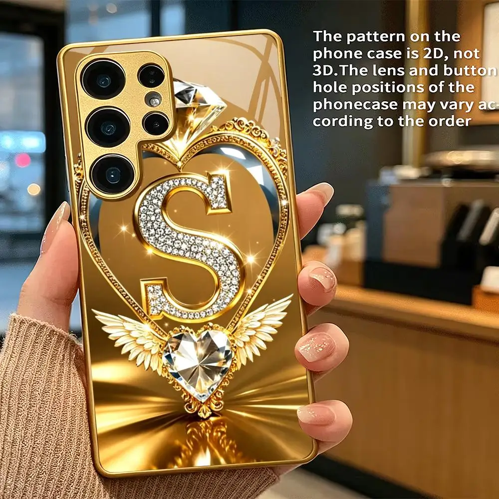 Love letter S electroplated glass phone case suitable for Samsung Galaxy S26 S25 S24 S22 S21 S20 FE/Ultra/Plus5G anti drop