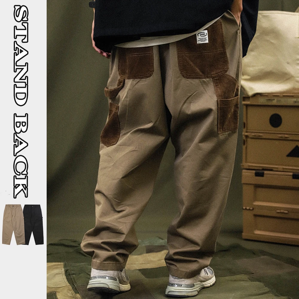 

Corduroy Amikaki Japanese vintage overalls loose wide leg cloth trousers autumn and winter street wear men's trousers overalls