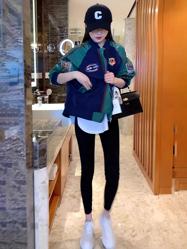 트렌디한 야구 재킷 여성용 봄 가을 2026 신상 하이 스트리트 스포츠 아우터웨어 패치워크 출퇴근 스타일 롱...