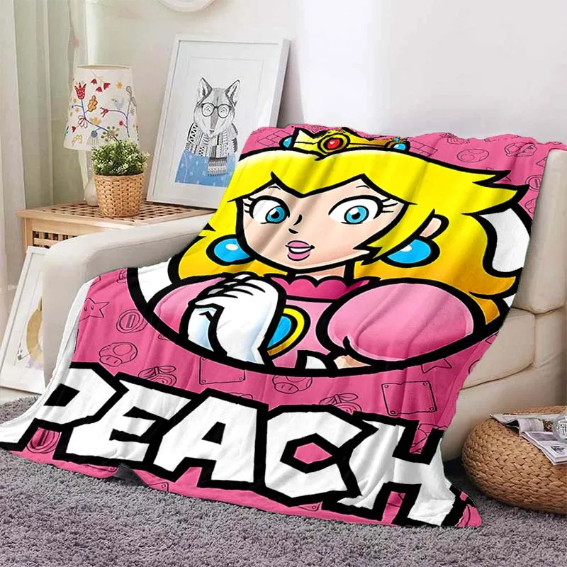 Super Mario Peach Princess Printed Blanket for Home Sofa Travel Soft and Comfortable Blanket for Adults and Children Grils Gifts