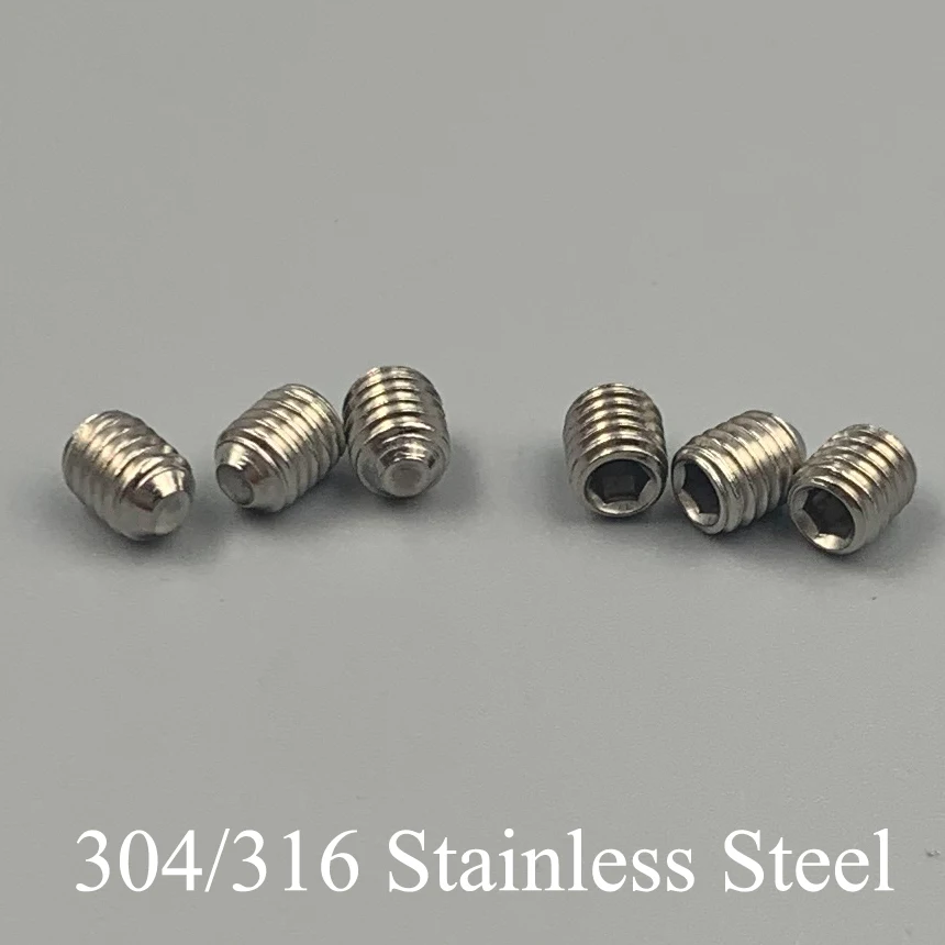 M6 M6*5 M6x5 M6*8 M6x8 316 Stainless Steel 316ss DIN916 Inner Hex Hexagon Socket Allen Head Grub Cup Point Set Screw