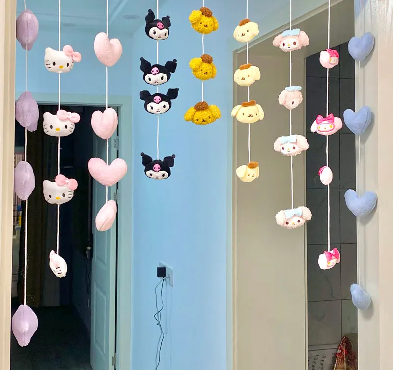 Kawaii Productos Sanrio My Melody Kuromi Cinnamoroll Plush Curtain Pendant Door curtain for Living Room Decor Home Decoration