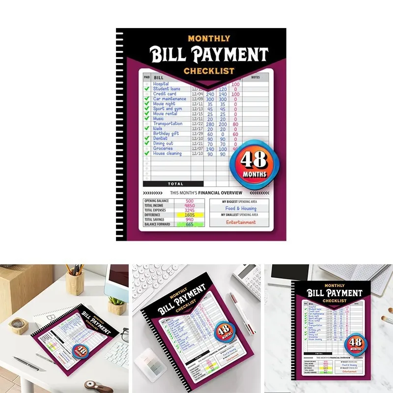 Monthly Bill Payment Checklist: Bill Tracker Notebook, The 4-Year Guide for Families & Money Managers, 960 Billing Records Inclu