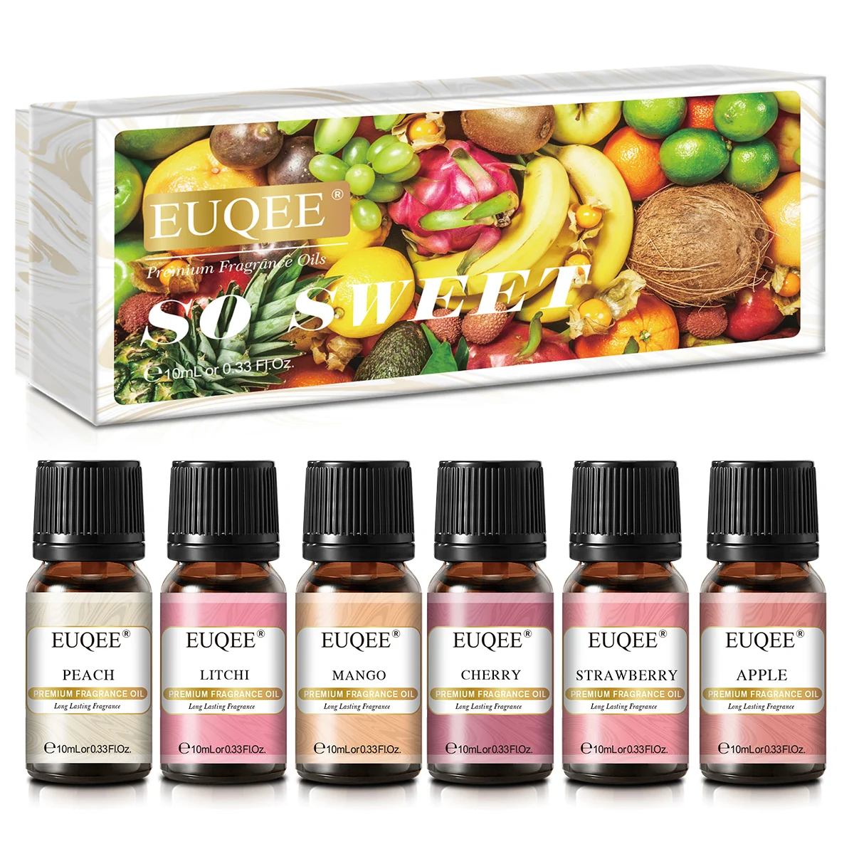 EUQEE 6pcs Fragrance Oils Set 10ml Aroma Oil Gift Box For Humidifier Diffuser Candle Soap Making Air Freshener