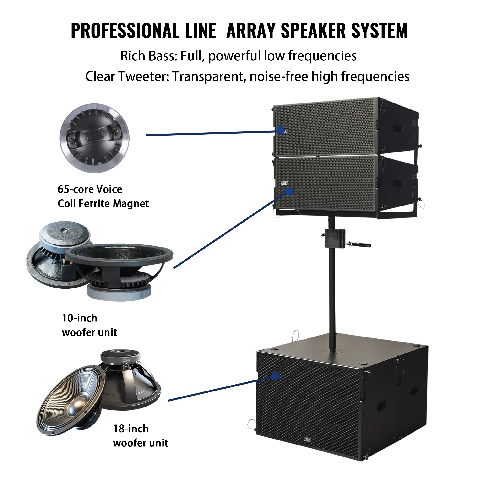 Manufacturer Price Professional Dual 10 Tweeters Line Array Speaker System Active Passive Sound Audio System Outdoor Events