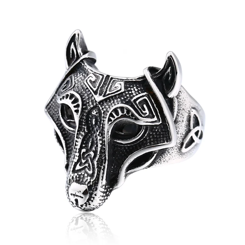 Beier New Store 316L Stainless Steel Viking Nordic Wolf Head Ring High Quality Multifamily Animal Jewelry Men Ring