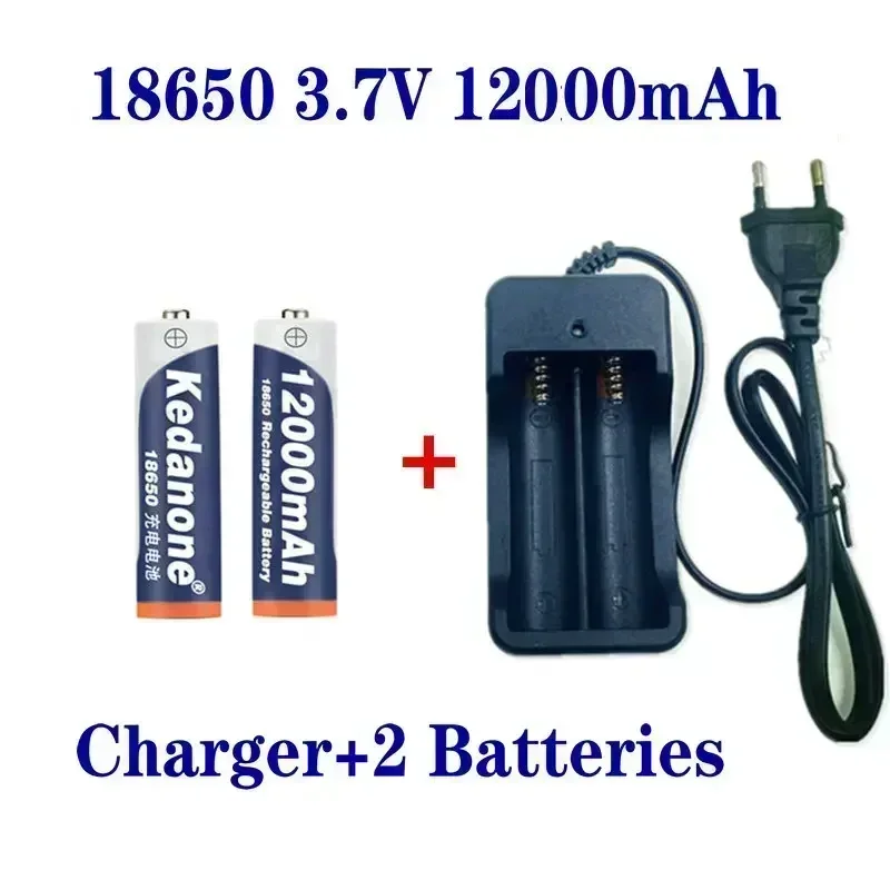 18650 Batteria Batteria ricaricabile 3.7V 18650 12000mAh Capacità Li-ion Batteria ricaricabile per Torcia elettrica Batteria + Caricabatterie