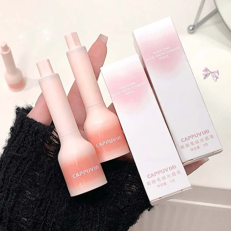 Cappuvini พีชสีชมพู Plush Press-on Water ดินสอเขียนคิ้วกันน้ําและรอยเปื้อนสร้าง Natural Soft Mist คิ้ว
