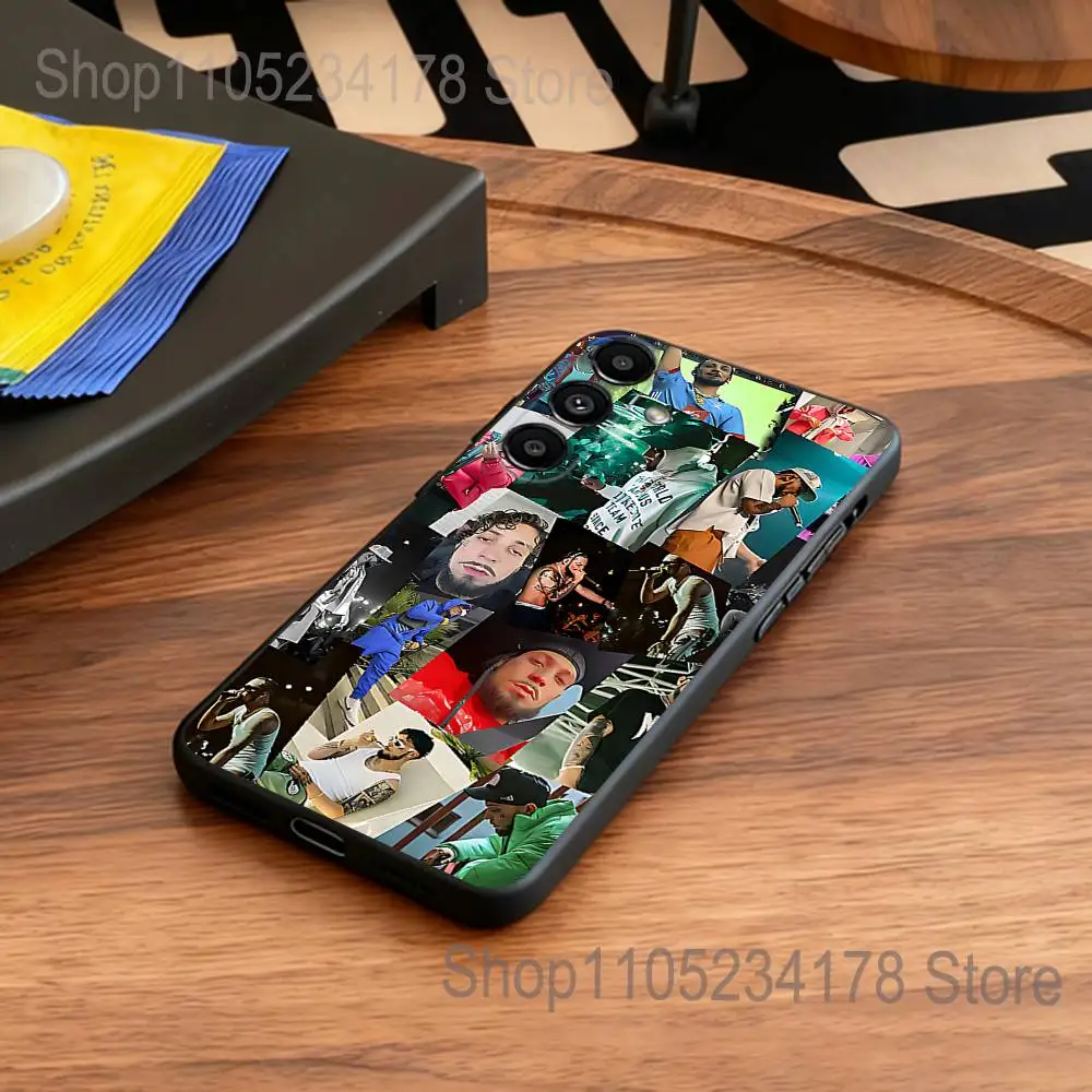Funda de teléfono para Samsung S25,S24,S21,S22,S23,S30,Ultra,S20,Plus,Fe,Lite,SINGER Jc Reyes Tour 2025 5G, funda negra