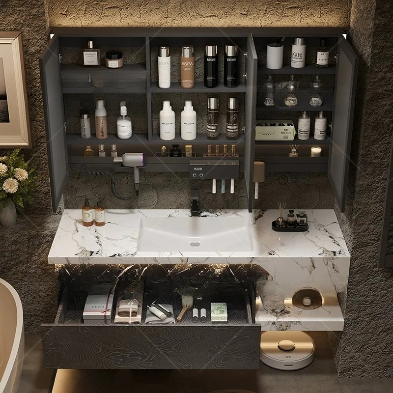 Bathroom cabinet combination rock slab toilet washbasin sink washbasin cabinet