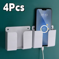 Wall Mounted Organizer Self-adhesion Storage Box Remote Control Mobile Phone Wall Holder Multifunction Charging Plug Stand 2024