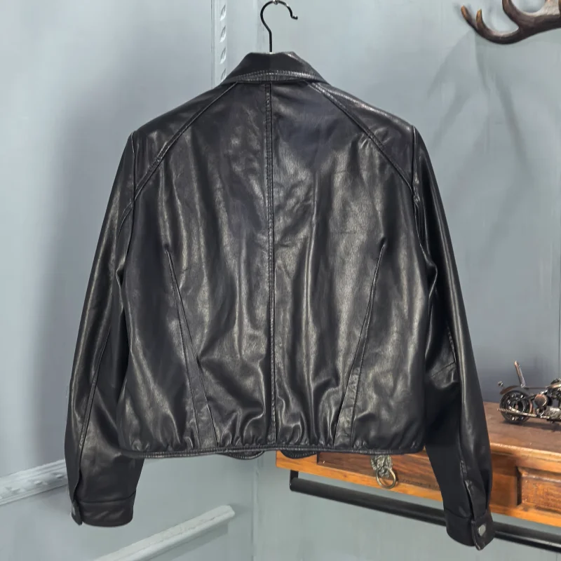 2026年春 レディース レザージャケット ジッパーカラー タンニングレザー カジュアル スタイリッシュ ユース向け 長袖 シープスキン