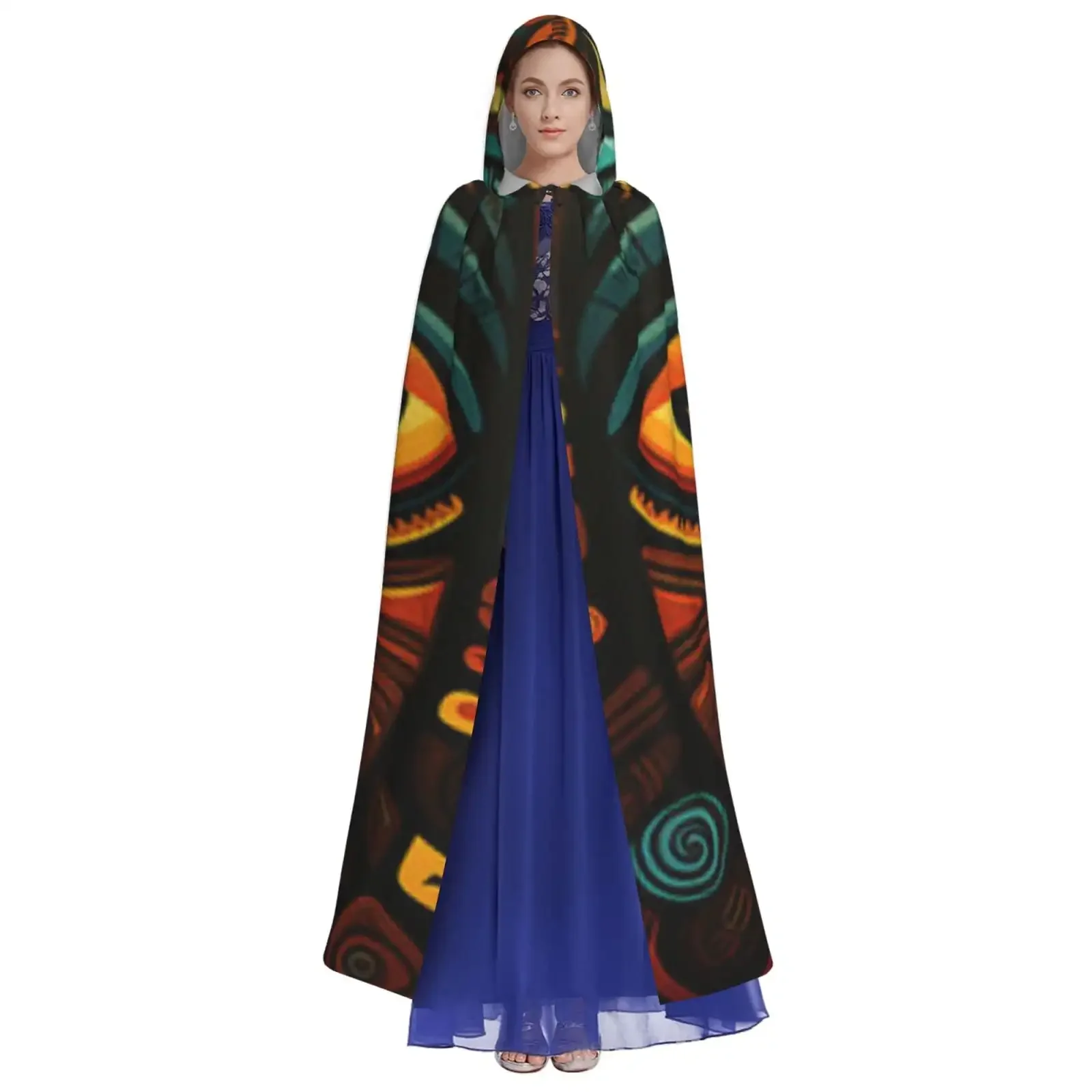 Customization Unisex Hooded Cloak Adult Lightweight Overcoat Ancient African Ancestors Cloak For Halloween Cosplay Costumes
