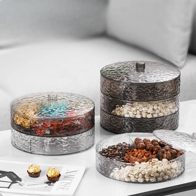 1PC Home Living Room Candy Box, High-end Light Luxury Glacier Patterned Transparent Dried Fruit, Chinese New Year Tea