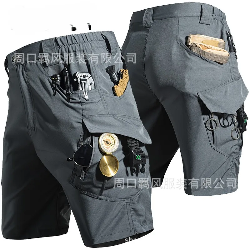 Pantalones Cortos Tácticos de Secado Rápido para Hombre, Ropa de Trabajo para Exteriores, Multibolsillos, Elásticos, Transpirables, Ligeros, Pantalones Deportivos de Verano